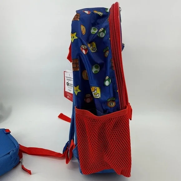 NWT Nintendo Super Mario Backpack Lunch Bag Pencil Case Set Character School - Picture 7 of 16
